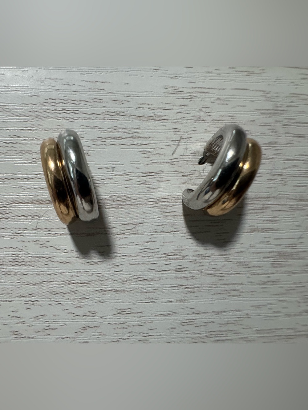 Two-Tone Silver and Gold Hoop Earrings - Women Jewelry